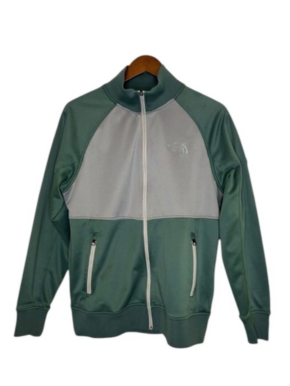 Northface Men's Track Jacket Full Zip MEDIUM Green Gray Performance Wear